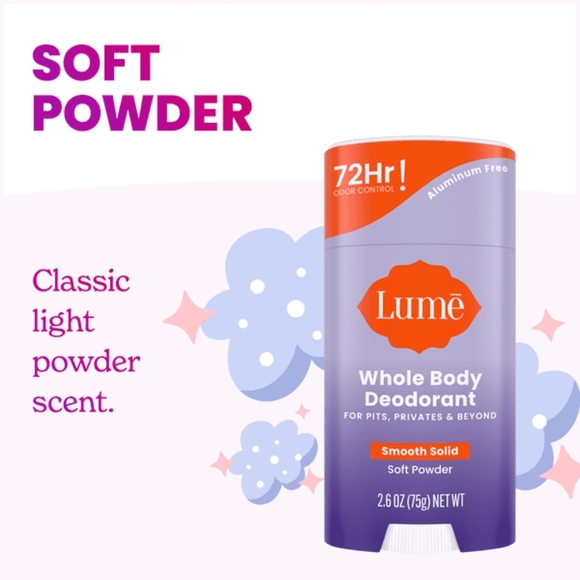 Lumé Whole Body Deodorant Smooth Solid Stick Soft Powder Travel Size 0.5 oz - Picture 6 of 11